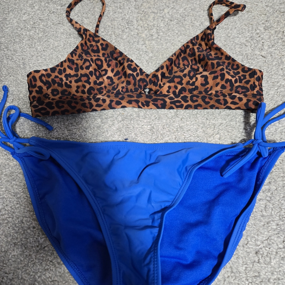 No Boundaries Leopard Print and Blue Bikini